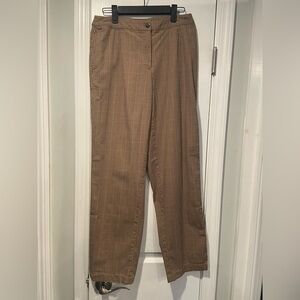 Covington Size 8 Stretch Straight Leg Tan Burgundy Houndstooth Trouser Pants